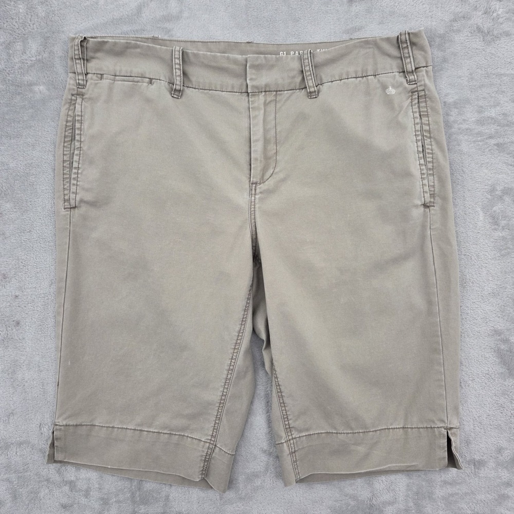 G1 Goods Paper Twill Long Shorts Womens 8 Bermuda Capri Beige Cotton Preppy